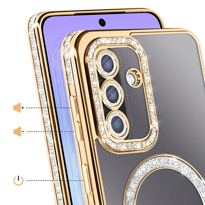 Avis Avizar Coque pour Galaxy A57 Compatible Charge Qi avec Contour Diamant Strassé
