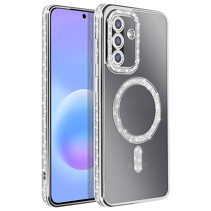 Avizar Coque pour Galaxy A57 Compatible Charge Qi avec Contour Diamant Strassé