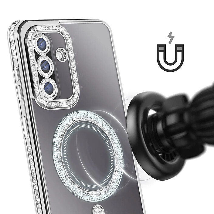 Avizar Coque pour Galaxy A57 Compatible Charge Qi avec Contour Diamant Strassé pas cher