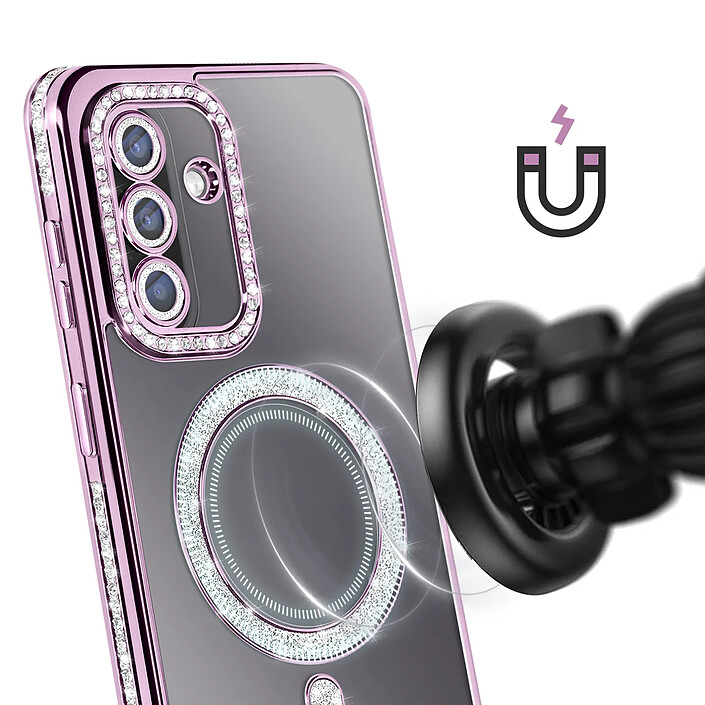 Avizar Coque pour Galaxy A57 Compatible Charge Qi avec Contour Diamant Strassé pas cher