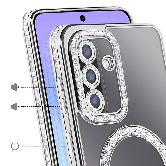 Avis Avizar Coque pour Galaxy A57 Compatible Charge Qi avec Contour Diamant Strassé