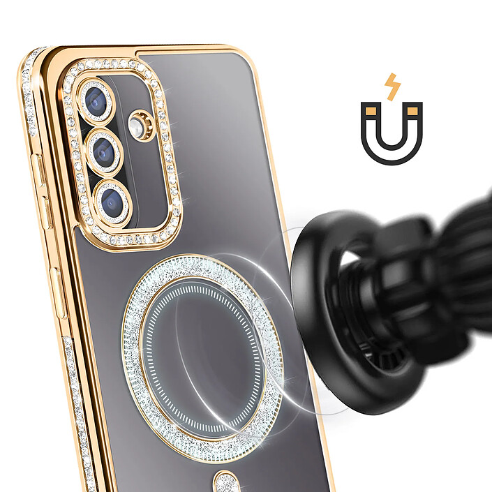 Avizar Coque pour Galaxy A57 Compatible Charge Qi avec Contour Diamant Strassé pas cher