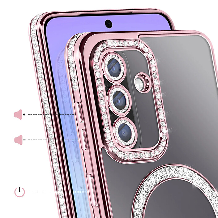 Avis Avizar Coque pour Galaxy A57 Compatible Charge Qi avec Contour Diamant Strassé