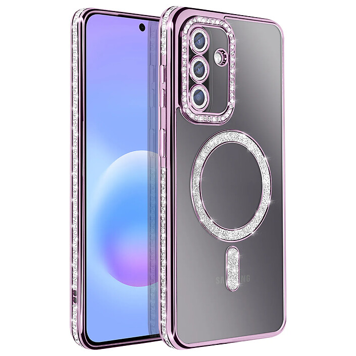 Avizar Coque pour Galaxy A57 Compatible Charge Qi avec Contour Diamant Strassé