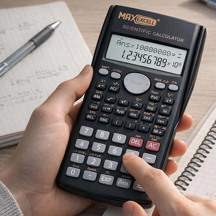 Avis Max excell Calculatrice Scientifique avec Écran LCD Double Ligne et Fonctions Avancées Noir