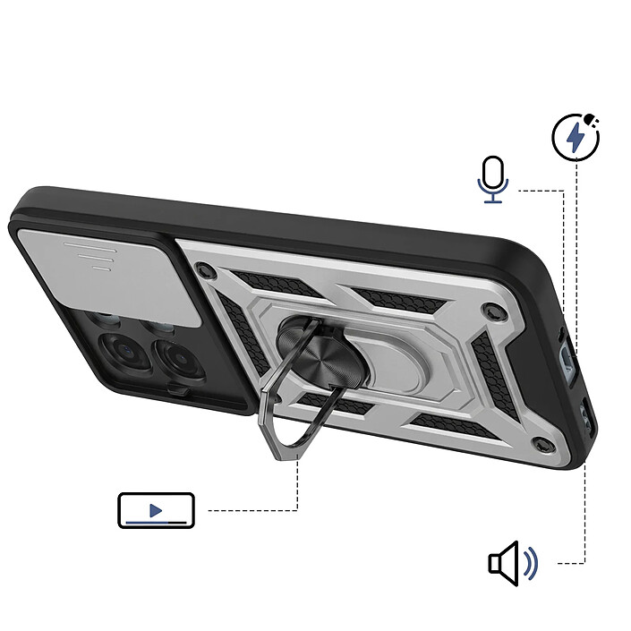 Avis Avizar Coque pour Oppo A6 Pro avec Bague Support et Cache Caméra Coulissant