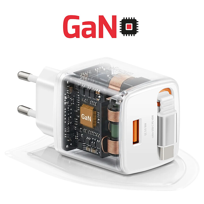 Swissten Chargeur Secteur USB-A 45W avec Câble Rétractable USB-C 0.75m Intégré Blanc pas cher