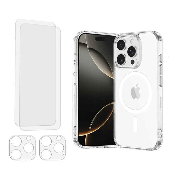 Acheter Evetane Coque iPhone 16 Pro Max Antichoc compatible Magsafe + 2 Protections écran et 2 protections Objectif Caméra
