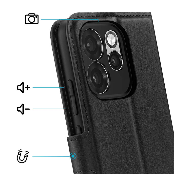Avis Avizar Étui Portefeuille pour Oppo Reno 15 Pro Effet Surpiqué avec Fonction support