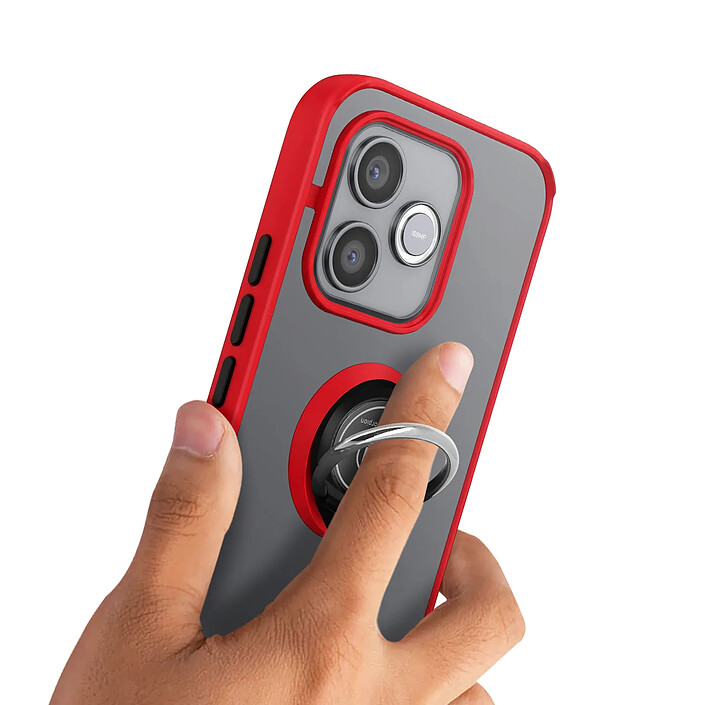 Coque pour Honor 600 Lite avec Support Anneau et Fixation Magnétique Rouge pas cher