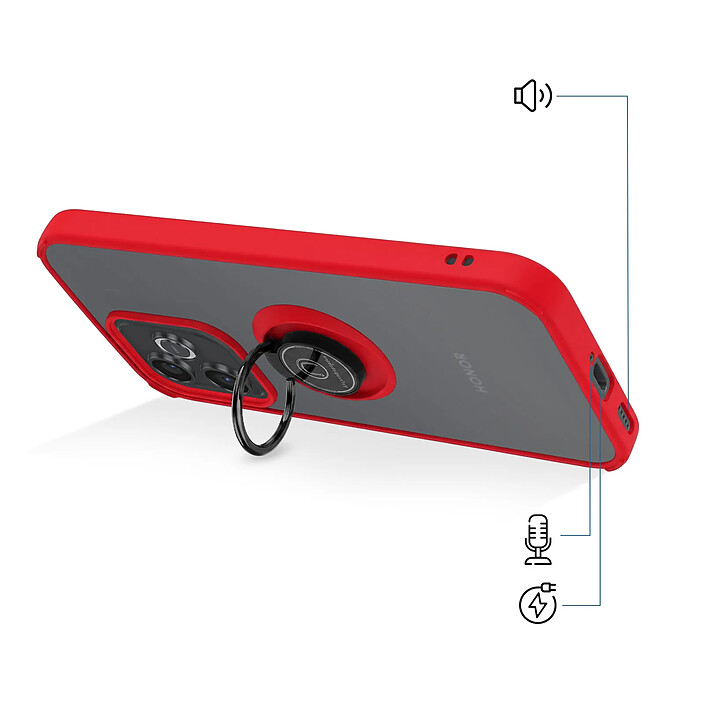Acheter Coque pour Honor 600 Lite avec Support Anneau et Fixation Magnétique Rouge
