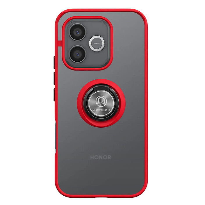 Coque pour Honor 600 Lite avec Support Anneau et Fixation Magnétique Rouge