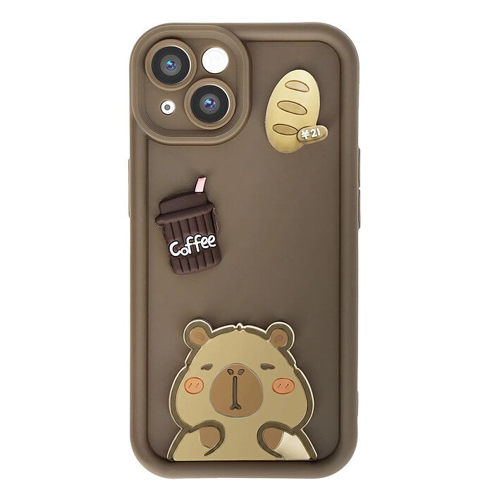 Avizar Coque pour iPhone 15 avec Motifs Capybara Kawaii en 3D et Contour Surélevé