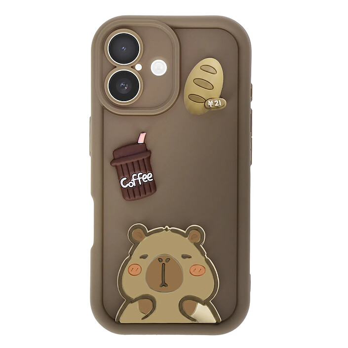 Avizar Coque pour iPhone 16 avec Motifs Capybara Kawaii en 3D et Contour Surélevé