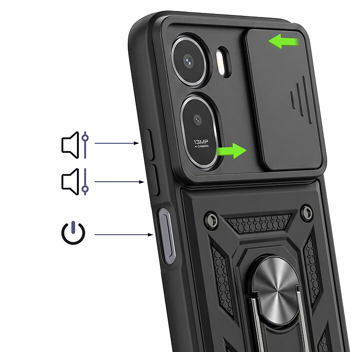 Acheter Avizar Coque pour Redmi A7 Pro avec Bague Support et Cache Caméra Coulissant