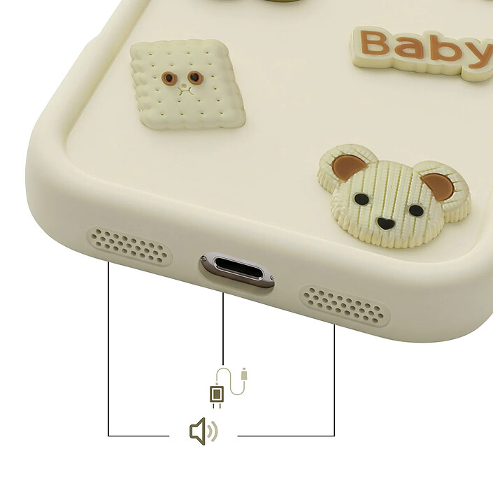Acheter Avizar Coque pour iPhone 15 avec Motifs Nounours Kawaii en 3D et Contour Surélevé