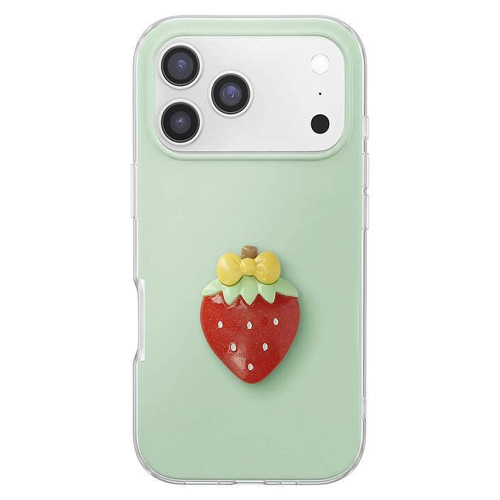 Avizar Coque pour iPhone 17 Pro Max avec Motif Fraise en Relief 3D et Contour Surélevé