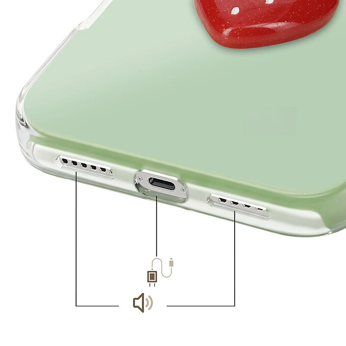 Acheter Avizar Coque pour iPhone 15 avec Motif Fraise en Relief 3D et Contour Surélevé