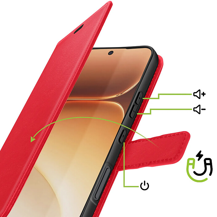 Avis Mayaxess Étui Portefeuille pour Honor 600 / 600 Pro avec Support Vidéo et Dragonne Rouge