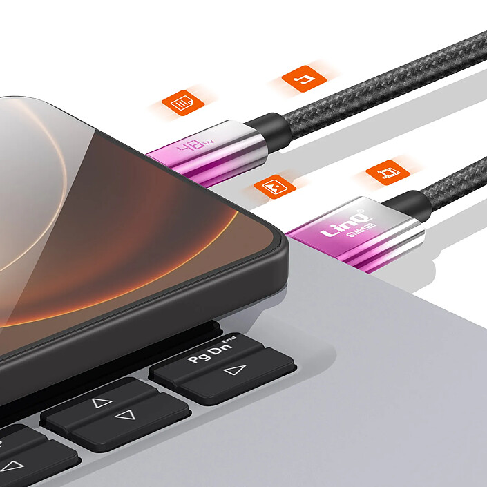 Acheter LinQ Câble USB-C vers USB de Charge Rapide 48W avec Écran LED 1.2m Violet