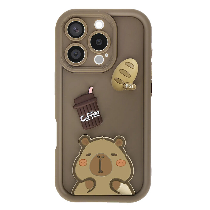 Avizar Coque pour iPhone 16 Pro Max avec Motifs Capybara en 3D et Contour Surélevé