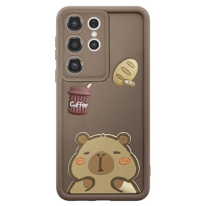 Avizar Coque pour Galaxy S25 Ultra avec Motifs Capybara en 3D et Contour Surélevé