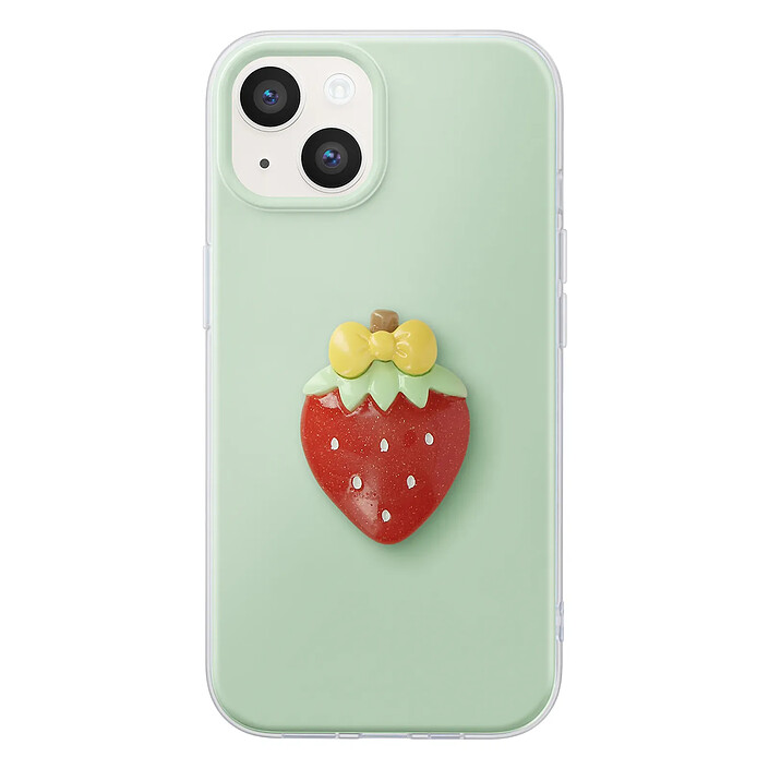 Avizar Coque pour iPhone 15 avec Motif Fraise en Relief 3D et Contour Surélevé