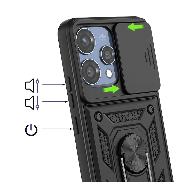 Acheter Avizar Coque pour Oppo Reno 15 avec Bague Support et Cache Caméra Coulissant