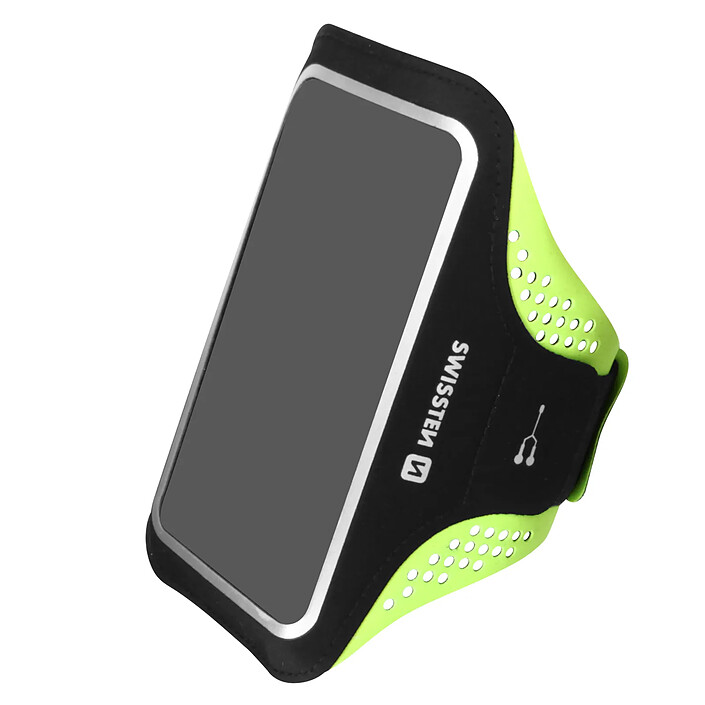 Swissten Brassard de Sport pour Smartphone jusqu'à 6" avec Pochette Waterproof Noir / Jaune