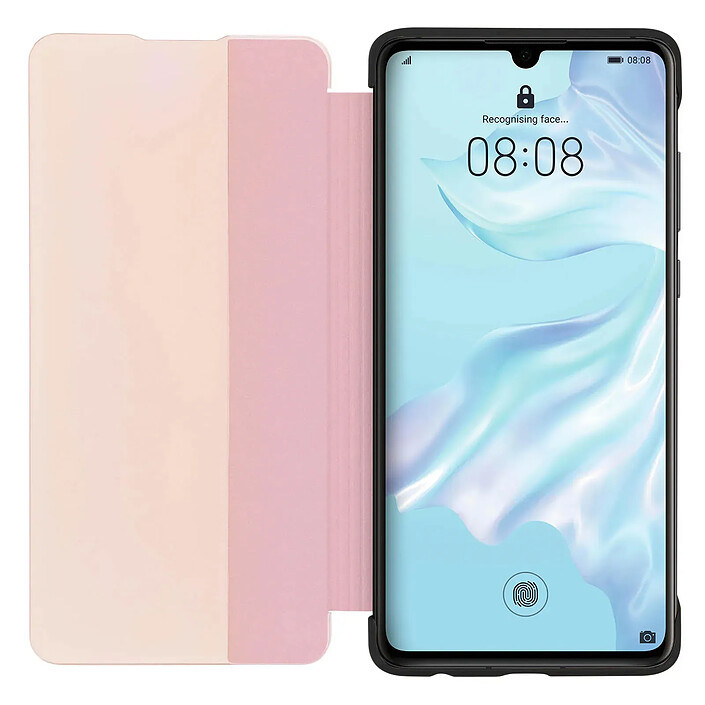 Étui Folio pour Huawei P30 avec Grande Fenêtre de Visualisation Rose champagne pas cher
