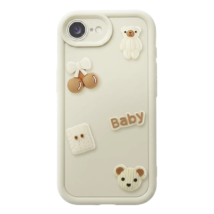 Avizar Coque pour iPhone 16e avec Motifs Nounours Kawaii en 3D et Contour Surélevé