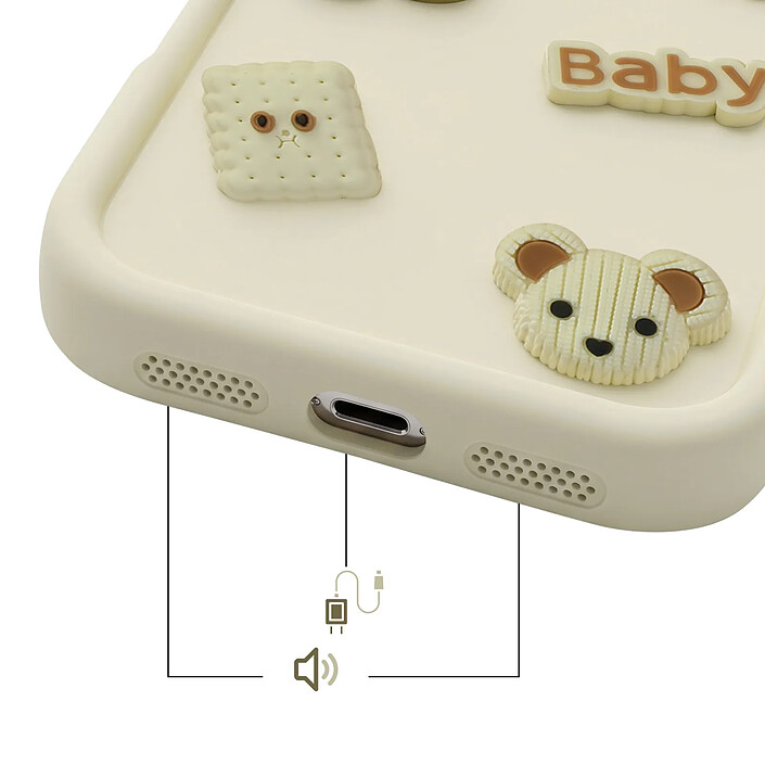 Acheter Avizar Coque pour iPhone 16e avec Motifs Nounours Kawaii en 3D et Contour Surélevé