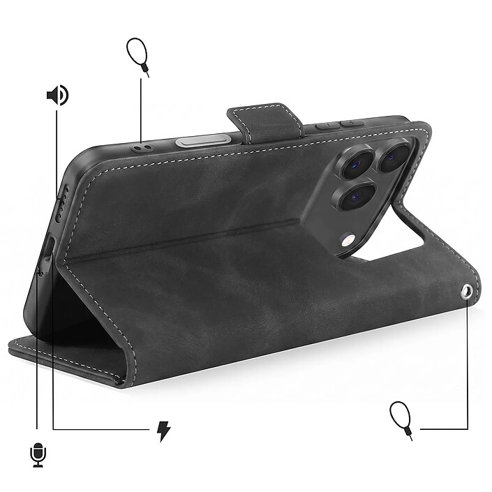 Acheter Avizar Étui Folio pour Honor 600 / 600 Pro Design Vintage avec Fonction Support Vidéo