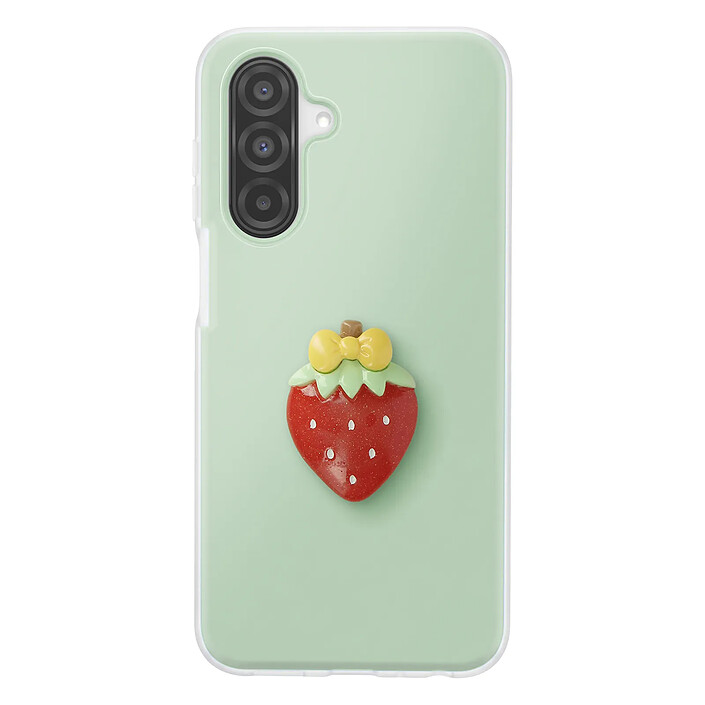 Avizar Coque pour Galaxy A26 avec Motif Fraise en Relief 3D et Contour Surélevé