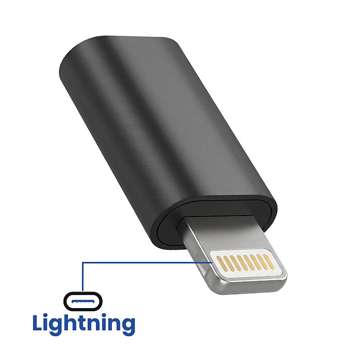Acheter Blue Star Adaptateur Convertisseur USB-C vers Lightning pour iPhone et iPad Noir