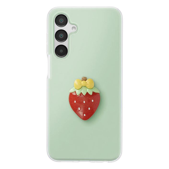 Avizar Coque pour Galaxy A16 avec Motif Fraise en Relief 3D et Contour Surélevé