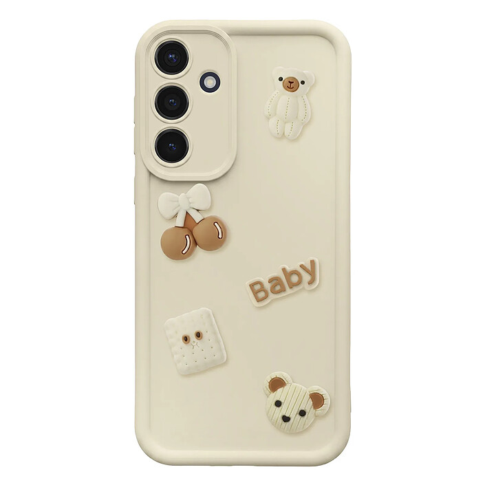 Avizar Coque pour Galaxy S25 / S24 Motifs Nounours Kawaii en 3D et Contour Surélevé