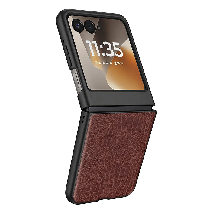 Avizar Coque pour Motorola Razr 70 Effet Cuir Croco avec Écran Externe Dégagé