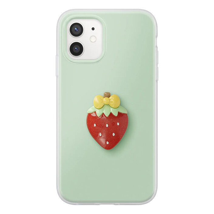 Avizar Coque pour iPhone 12 / 12 Pro avec Motif Fraise en Relief 3D et Contour Surélevé