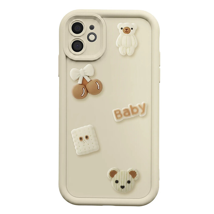 Avizar Coque pour iPhone 12 avec Motifs Nounours Kawaii en 3D et Contour Surélevé
