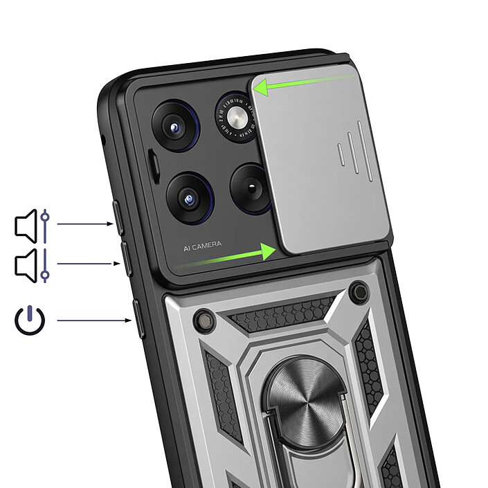 Avis Avizar Coque pour Motorola Edge 70 Fusion avec Bague Support et Cache Caméra Coulissant