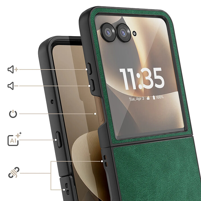 Avis Avizar Coque Clapet pour Motorola Razr 70 Ultra Protection Pliable Rigide Effet Cuir
