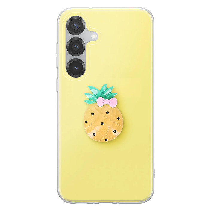 Avizar Coque pour Galaxy S24 / S25 avec Motif Ananas en Relief 3D et Contour Surélevé