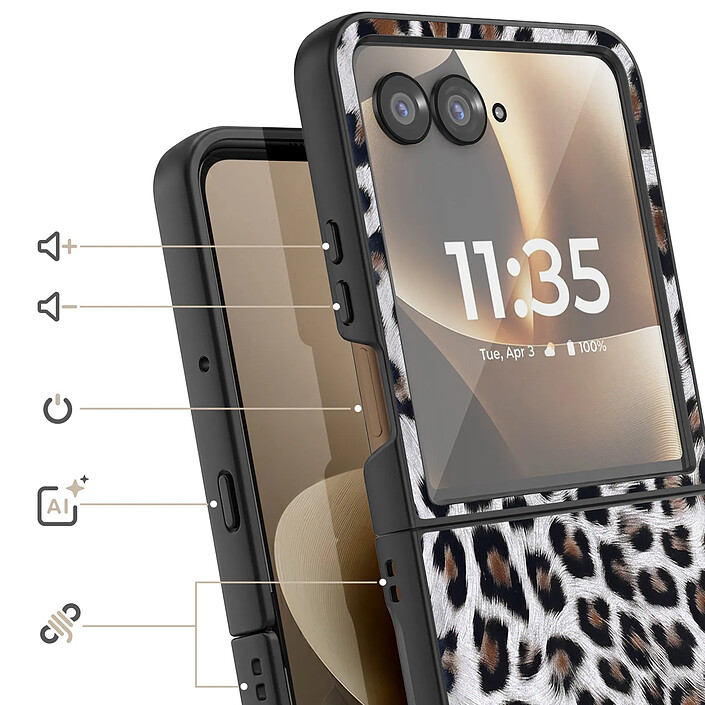 Avis Avizar Coque Léopard pour Motorola Razr 70 Ultra et Razr 60 Ultra Protection Pliable Bimatière
