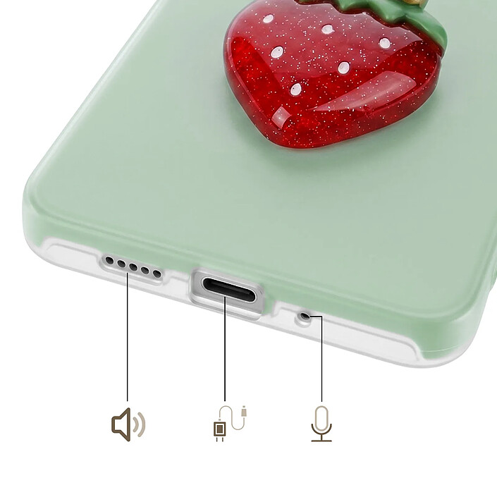 Acheter Avizar Coque pour Galaxy A36 avec Motif Fraise en Relief 3D et Contour Surélevé