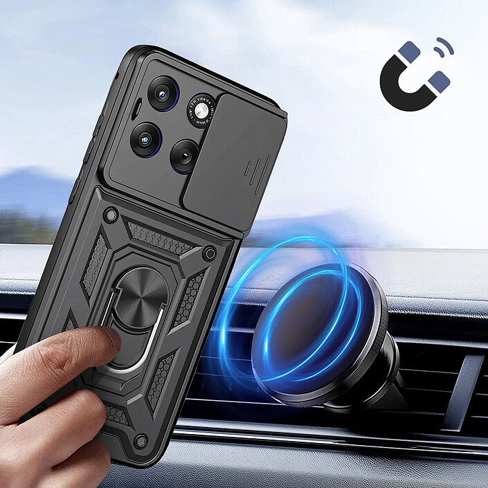 Acheter Avizar Coque pour Motorola Edge 70 Fusion avec Bague Support et Cache Caméra Coulissant