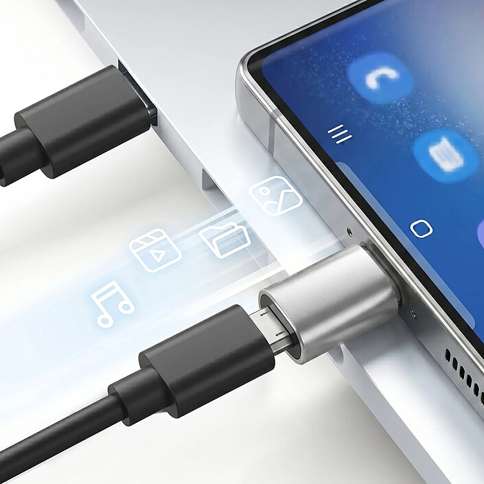 Blue Star Adaptateur Convertisseur OTG Micro-USB Femelle vers USB-C Mâle Argent pas cher