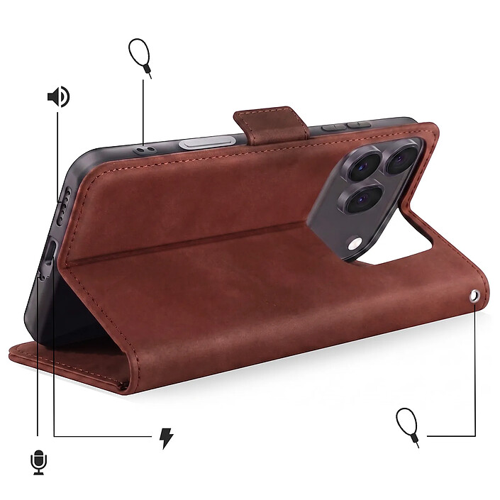 Acheter Avizar Étui Folio pour Honor 600 / 600 Pro Design Vintage avec Fonction Support Vidéo