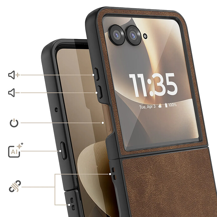Avis Avizar Coque Clapet pour Motorola Razr 70 Ultra Protection Pliable Rigide Effet Cuir