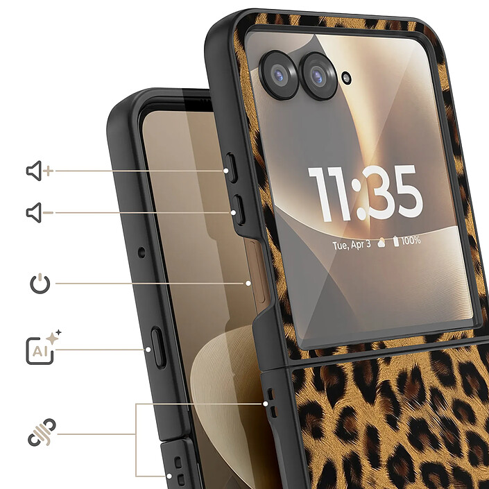 Avis Avizar Coque Léopard pour Motorola Razr 70 Ultra et Razr 60 Ultra Protection Pliable Bimatière